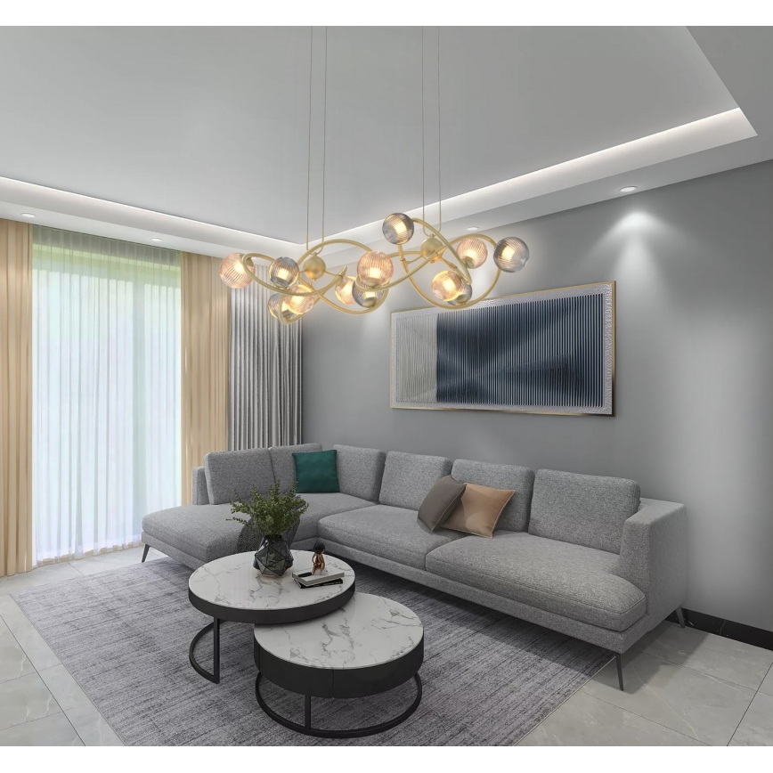 Wofi 7015-1404 - LED Chandelier on a string METZ 14xG9/3,5W/230V gold/grey