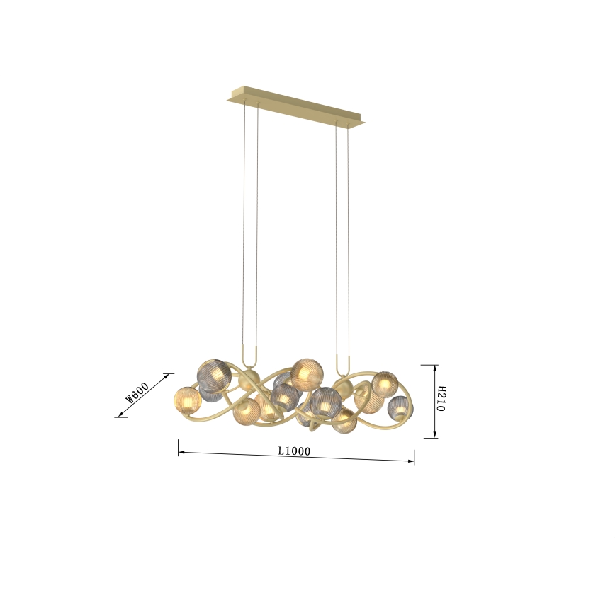 Wofi 7015-1404 - LED Chandelier on a string METZ 14xG9/3,5W/230V gold/grey