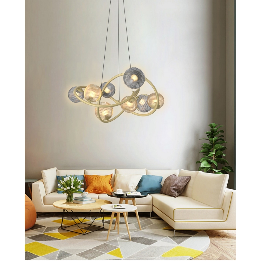 Wofi 7015-804 - LED Chandelier on a string METZ 8xG9/3,5W/230V gold/grey