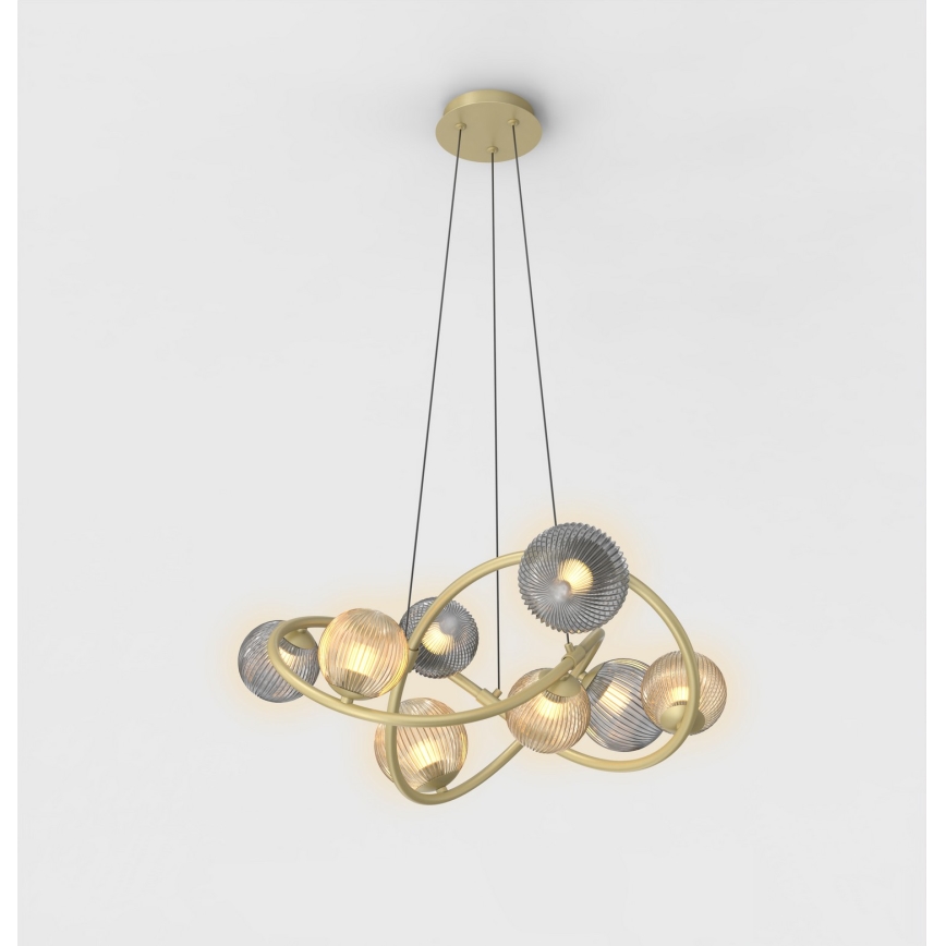 Wofi 7015-804 - LED Chandelier on a string METZ 8xG9/3,5W/230V gold/grey