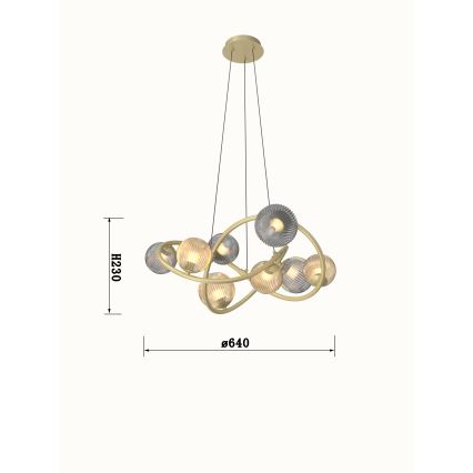 Wofi 7015-804 - LED Chandelier on a string METZ 8xG9/3,5W/230V gold/grey