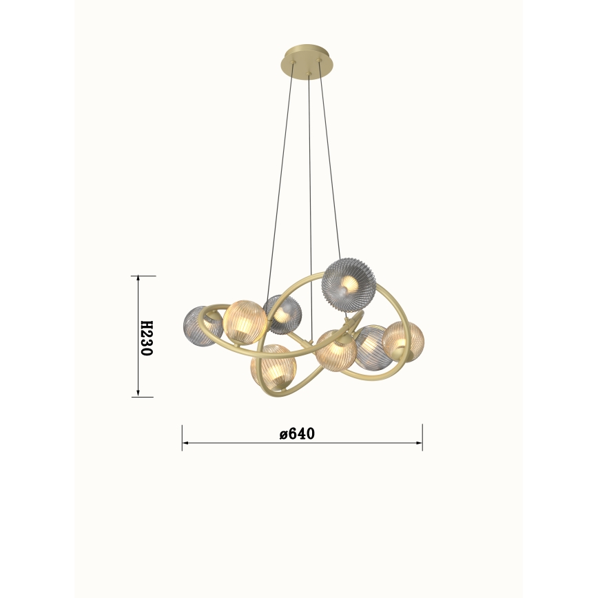 Wofi 7015-804 - LED Chandelier on a string METZ 8xG9/3,5W/230V gold/grey