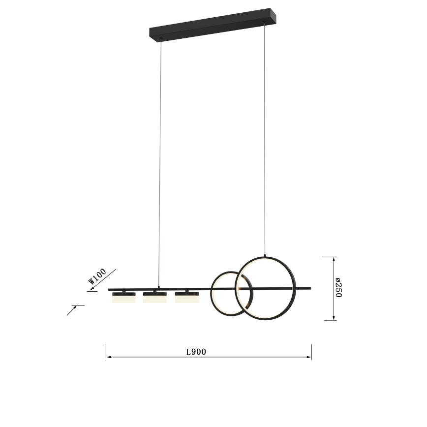 Wofi 7030-502 - LED Dimmable chandelier on a string MESSINA LED/40W/230V black