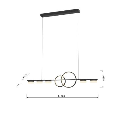 Wofi 7030-702 - LED Dimmable chandelier on a string MESSINA LED/57W/230V black