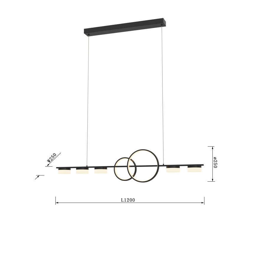 Wofi 7030-702 - LED Dimmable chandelier on a string MESSINA LED/57W/230V black