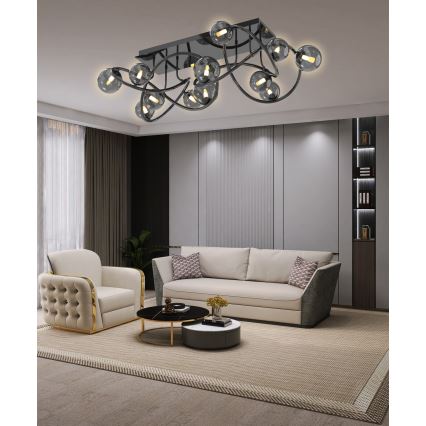 Wofi 9014-1205 - LED Surface-mounted chandelier NANCY 12xG9/3,5W/230V black/shiny chrome