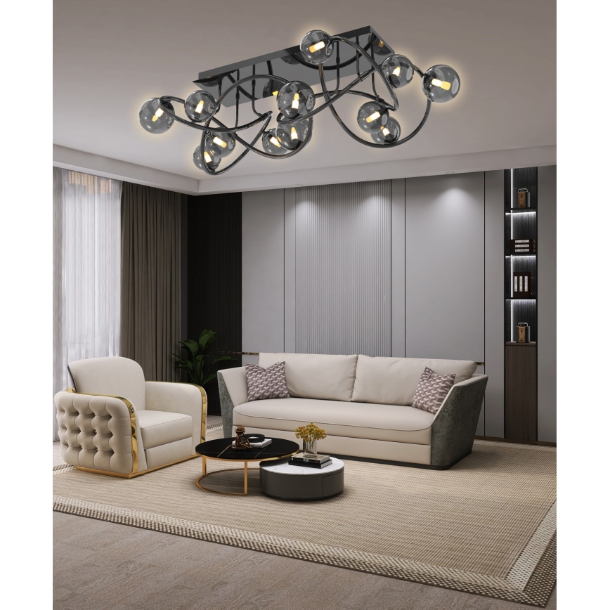 Wofi 9014-1205 - LED Surface-mounted chandelier NANCY 12xG9/3,5W/230V black/shiny chrome