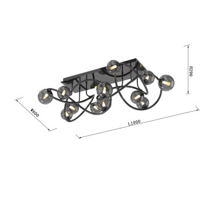 Wofi 9014-1205 - LED Surface-mounted chandelier NANCY 12xG9/3,5W/230V black/shiny chrome