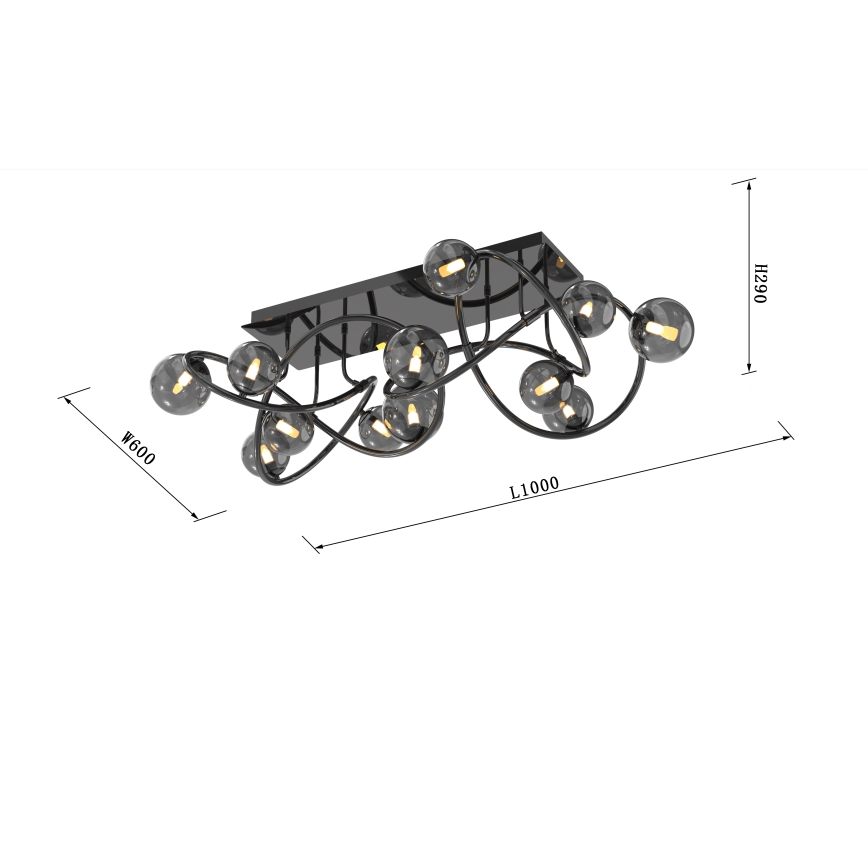 Wofi 9014-1205 - LED Surface-mounted chandelier NANCY 12xG9/3,5W/230V black/shiny chrome