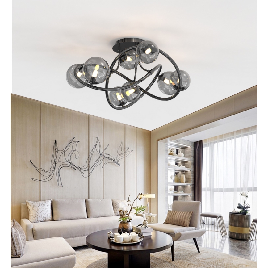 Wofi 9014-805 - LED Surface-mounted chandelier NANCY 8xG9/3,5W/230V black/shiny chrome