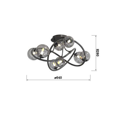 Wofi 9014-805 - LED Surface-mounted chandelier NANCY 8xG9/3,5W/230V black/shiny chrome