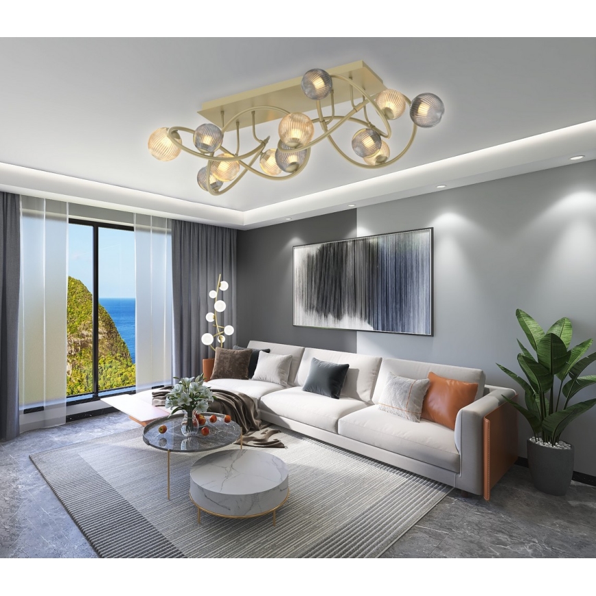 Wofi 9015-1204 - LED Surface-mounted chandelier METZ 12xG9/3,5W/230V gold/grey