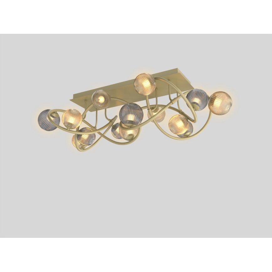 Wofi 9015-1204 - LED Surface-mounted chandelier METZ 12xG9/3,5W/230V gold/grey