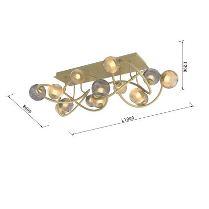 Wofi 9015-1204 - LED Surface-mounted chandelier METZ 12xG9/3,5W/230V gold/grey