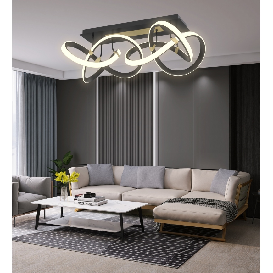 Wofi 9134-204 - LED Dimmable surface-mounted chandelier INDIGO LED/64W/230V black/gold
