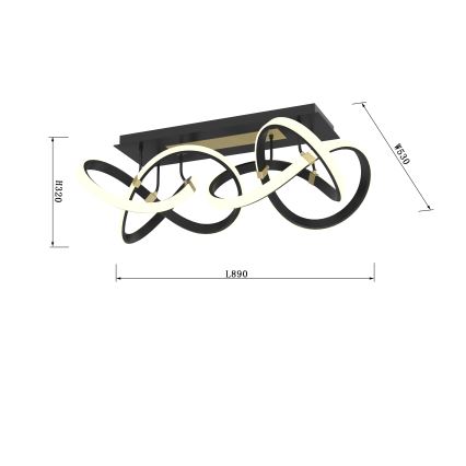 Wofi 9134-204 - LED Dimmable surface-mounted chandelier INDIGO LED/64W/230V black/gold
