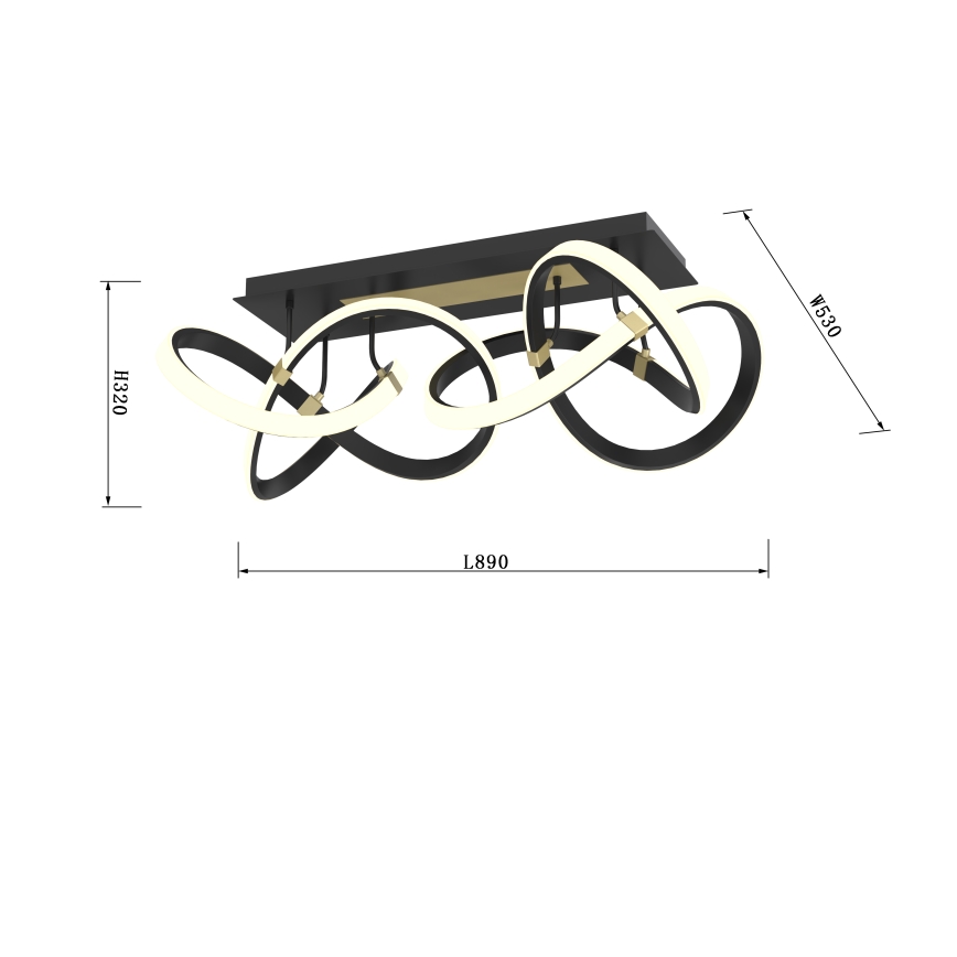 Wofi 9134-204 - LED Dimmable surface-mounted chandelier INDIGO LED/64W/230V black/gold