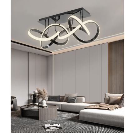 Wofi 9134-205 - LED Dimmable surface-mounted chandelier INDIGO LED/64W/230V black/shiny chrome