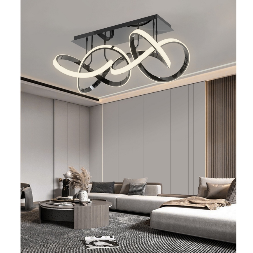 Wofi 9134-205 - LED Dimmable surface-mounted chandelier INDIGO LED/64W/230V black/shiny chrome