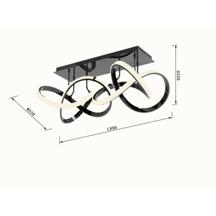 Wofi 9134-205 - LED Dimmable surface-mounted chandelier INDIGO LED/64W/230V black/shiny chrome