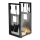 Wood basket with fireplace tools 5 pcs black