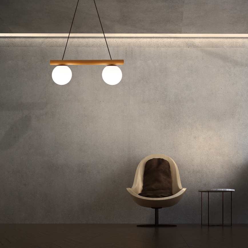 WOODSTOCK Cable Pendant Light 2xE27/15W/230V, Wood/Black