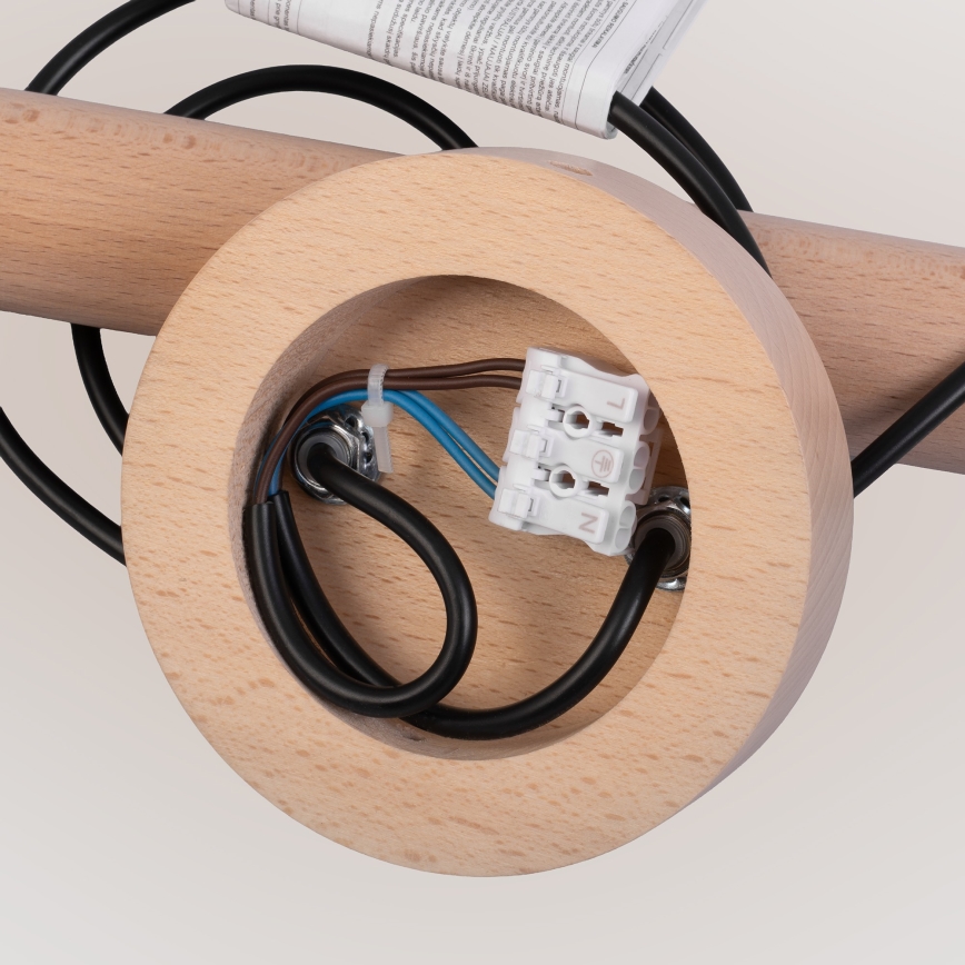 WOODSTOCK Cable Pendant Light 2xE27/15W/230V, Wood/Black