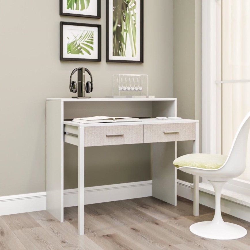 Work table 88x99 cm white/beige