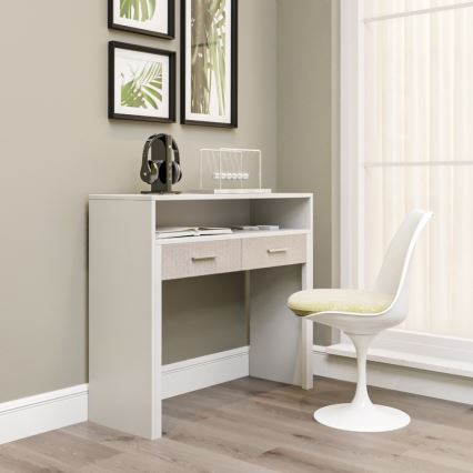 Work table 88x99 cm white/beige