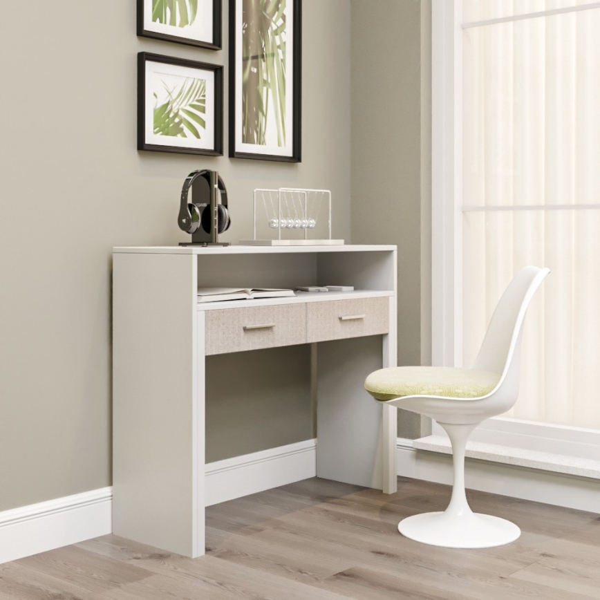 Work table 88x99 cm white/beige