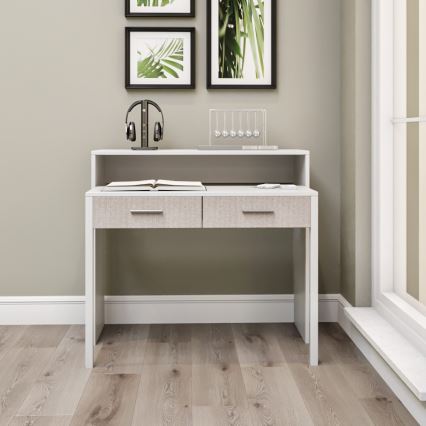 Work table 88x99 cm white/beige
