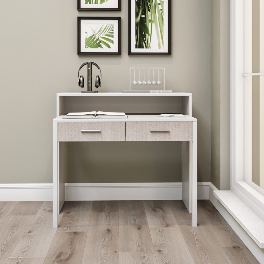 Work table 88x99 cm white/beige