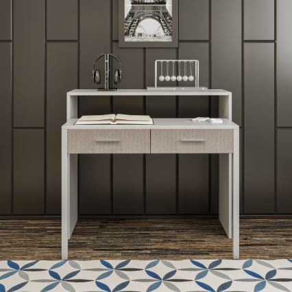 Work table 88x99 cm white/beige
