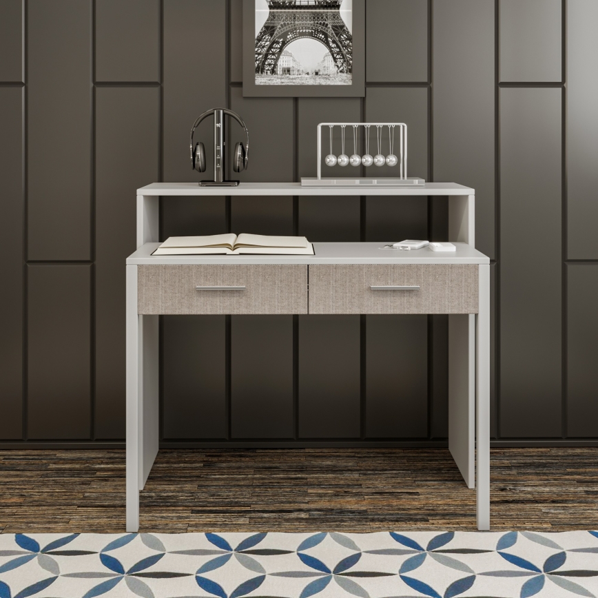 Work table 88x99 cm white/beige