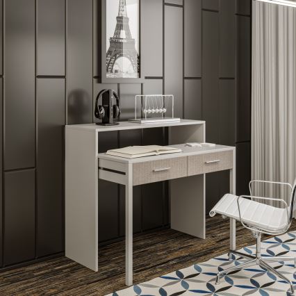 Work table 88x99 cm white/beige