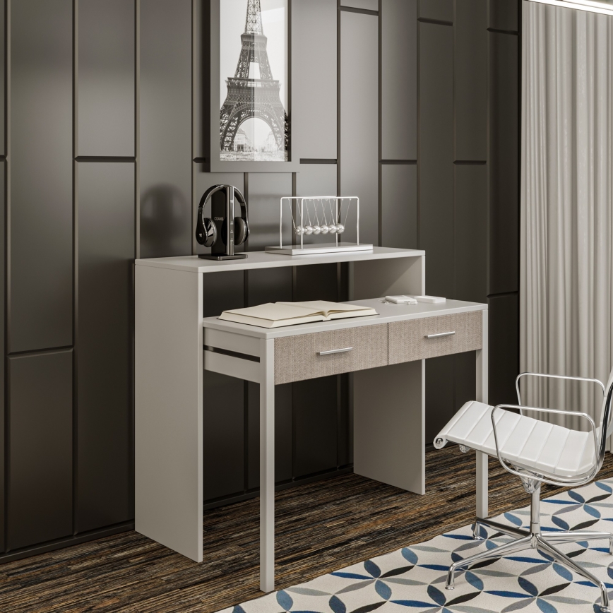 Work table 88x99 cm white/beige