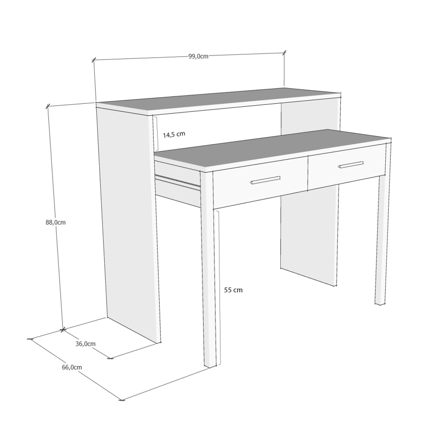 Work table 88x99 cm white/beige