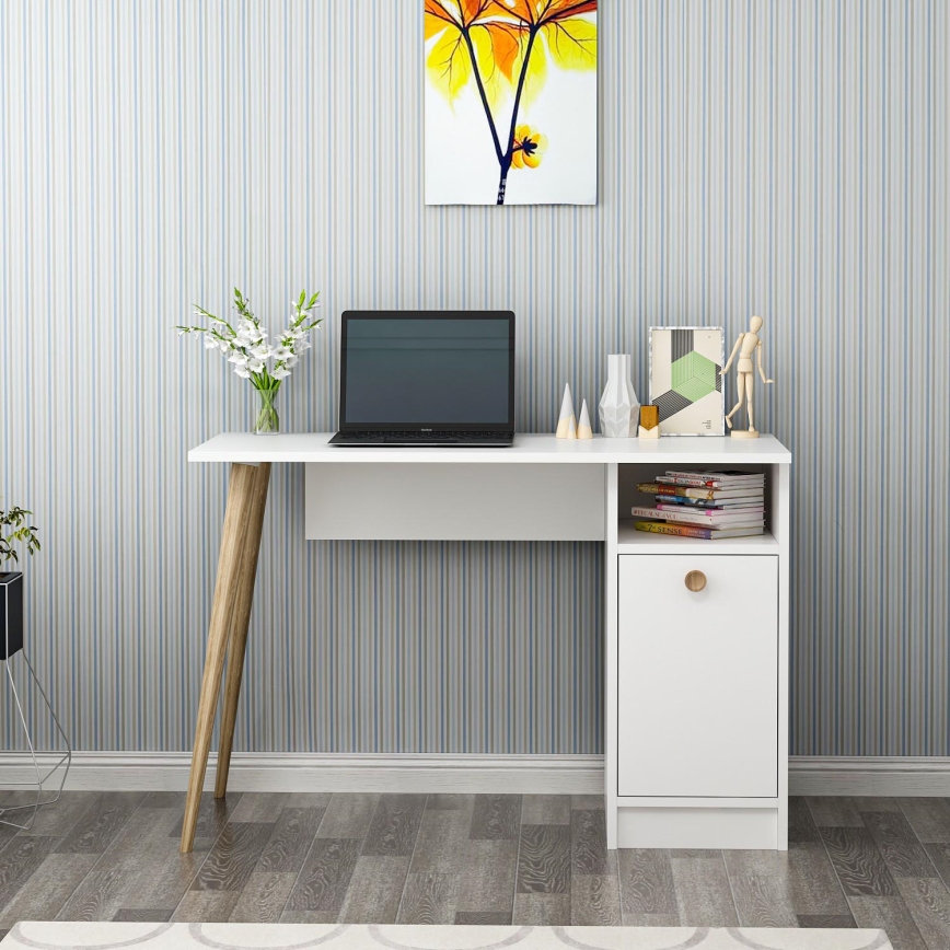 Work table CANNAS 110x74 cm white/brown