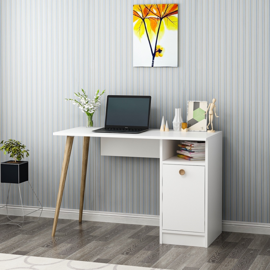 Work table CANNAS 110x74 cm white/brown