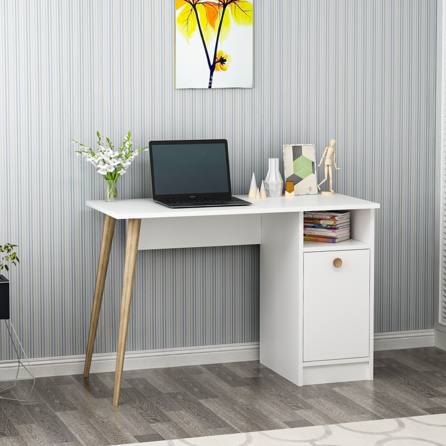 Work table CANNAS 110x74 cm white/brown