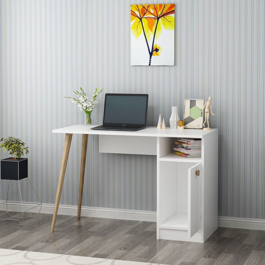 Work table CANNAS 110x74 cm white/brown