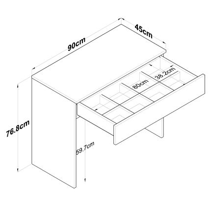 Work table RANI 90x76,8 cm white
