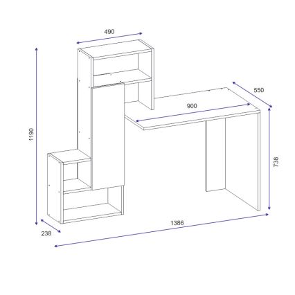 Work table with a shelf IRMAK 119x138,6 cm white