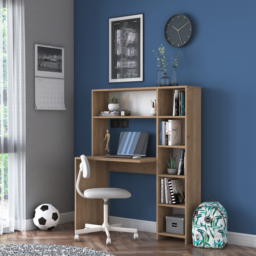 Work table with a shelf RANI 113,2x141,8 cm brown