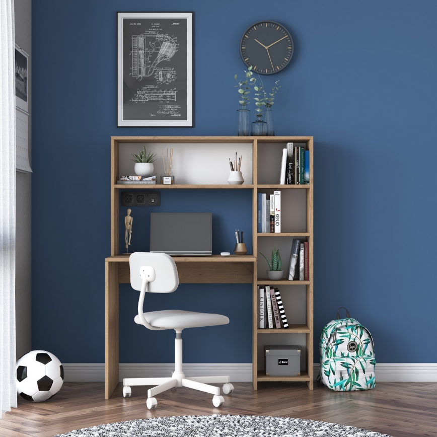 Work table with a shelf RANI 113,2x141,8 cm brown