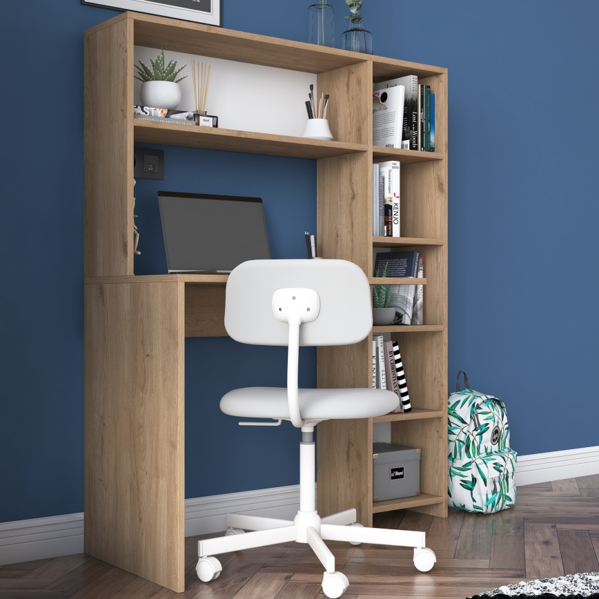 Work table with a shelf RANI 113,2x141,8 cm brown