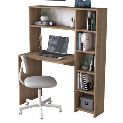 Work table with a shelf RANI 113,2x141,8 cm brown