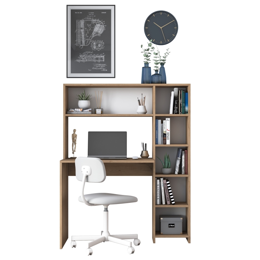 Work table with a shelf RANI 113,2x141,8 cm brown