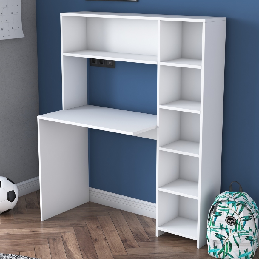 Work table with a shelf RANI 113,2x141,8 cm white