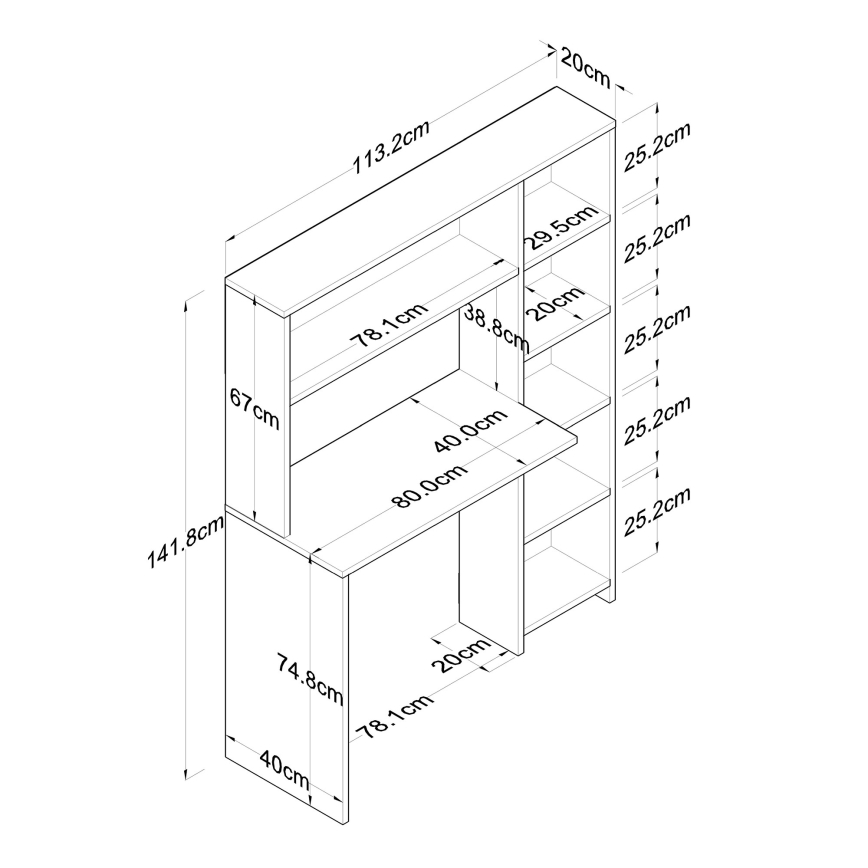 Work table with a shelf RANI 113,2x141,8 cm white